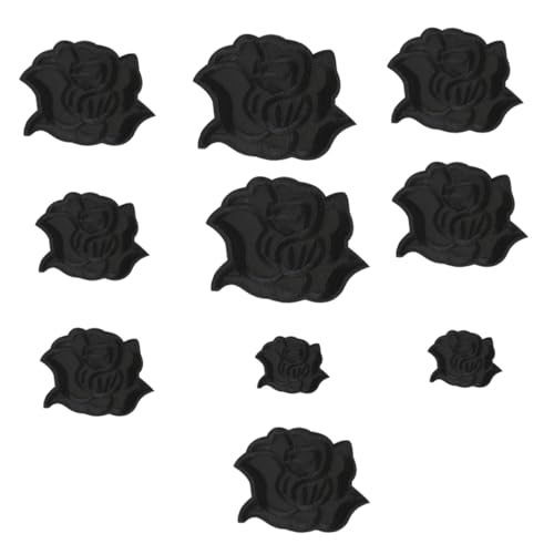 Sewroro 10 Stück Aufnäher Mit Blumenstickerei Nähen Für Kleidung Bausatz Schwarzer Spitzenstoff Spitzenvorhänge Craft-patches Stoffflecken Stickereiflecken Jacken Kragenpatch Polyester von Sewroro