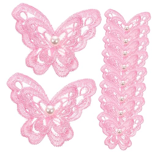 Sewroro 10 Stück Bekleidungszubehör-patches Gestickte Aufnäher Für Hemd Taschenapplikation Gefälscht Plüsch Chiffon Sparsamkeit Dekorationen Bausatz Aufkleber Knopf Fälschung Rosa Stoff von Sewroro