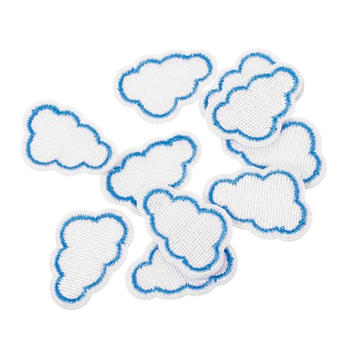 Sewroro 10 Stück Wolkenstoffaufkleber clouds artifical cloud beschläge dekorationen mitgebseltütchen Silber benutzerdefinierte Patches Heimwerken kompakte Hutaufnäher Hut Zubehör Stickgarn von Sewroro