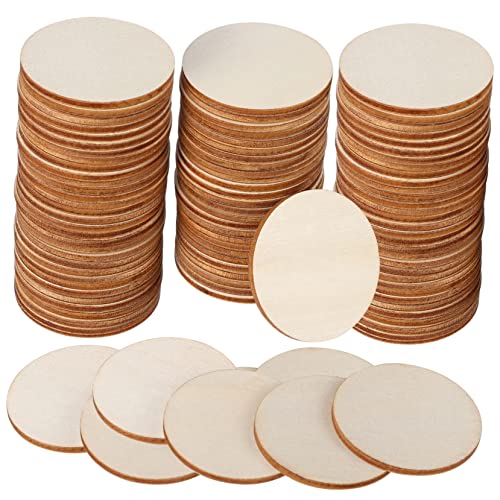 Sewroro 100 Stk Holzspäne decoraciones para sala de casa runde Scheibenausschnitte Heimdekorationen Dekorationen für zu Hause Kreise Chips Holzstücke holzhandwerk Holzscheiben Holzkreise von Sewroro