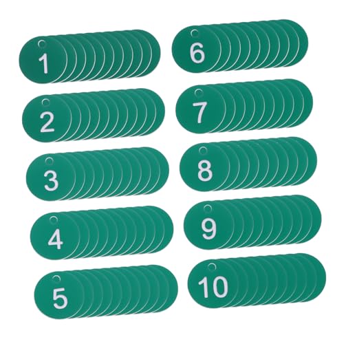 Sewroro 100St digitales Etikett aufbewahrungssystem schlüsselanhanger Das Lageretikett Nummernetiketten Runde Schlüsselanhänger runde Zahlenetiketten Schilderidentifikation PVC Green von Sewroro