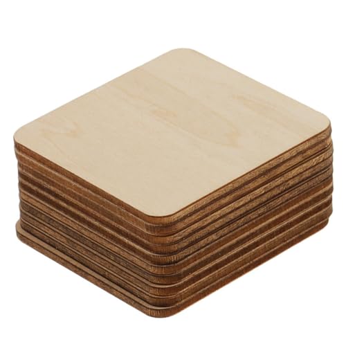 Sewroro 100St quadratische Holzspäne Holzpuzzles quadratische Holzklötze zum Basteln Tafelaufsätze aus Holz für Tische Stöcke zum Basteln Holzfliese Holzquadrate Holzbretter Beige von Sewroro