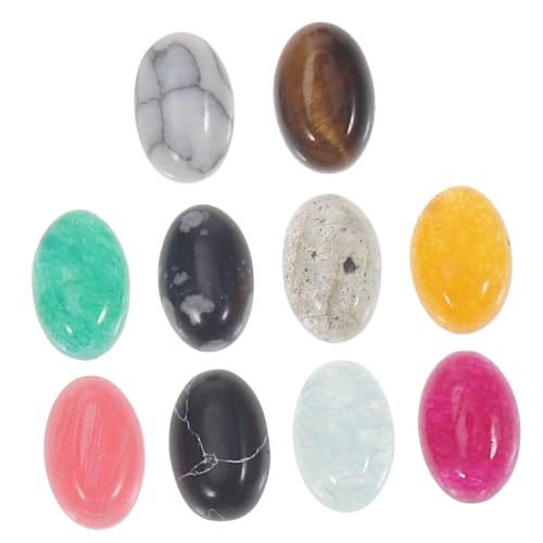 Sewroro 10St Oblate natürliche Cabochons-Perlen Cabochon-Perlen zum Selbermachen Schmuckherstellung aus Naturstein auslauf outlet Naturstein selber machen keine Loch-Cabochons-Perlen Jade von Sewroro