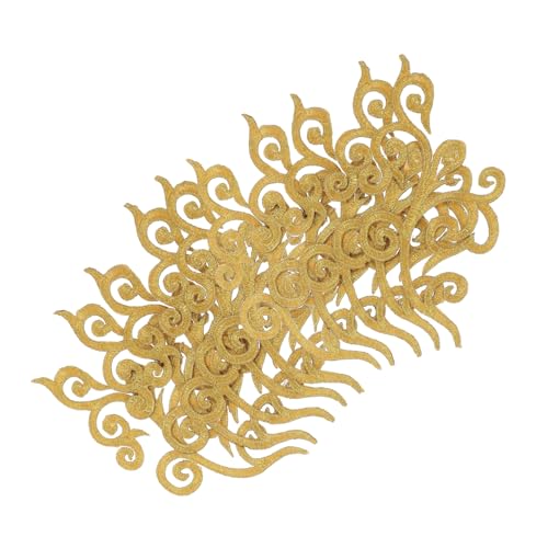 Sewroro 10St Selbstklebende Stickblume dekoration textilien Applikationen für Kleidung goldenes Zierband Vintage - Schmuck goldener Spitzenbesatz Glitzerblumenaufkleber Polyester von Sewroro