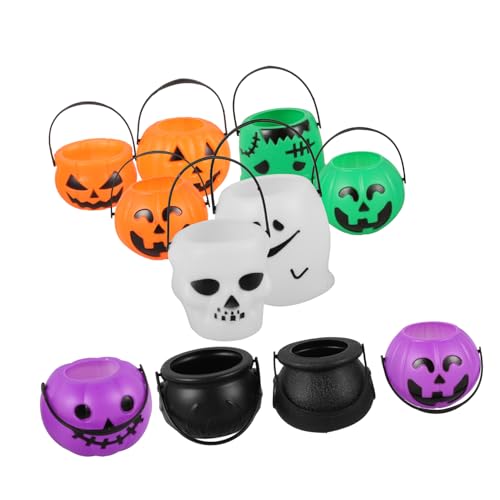 Sewroro 11 Stück Halloween-Süßigkeiten-Eimer kürbis Partyzubehör große Süßigkeiten Mini Schwarze Kessel Halloween süßigkeiten Eimer mit Griffen Halloween-Eimer bezaubernd Plastik von Sewroro