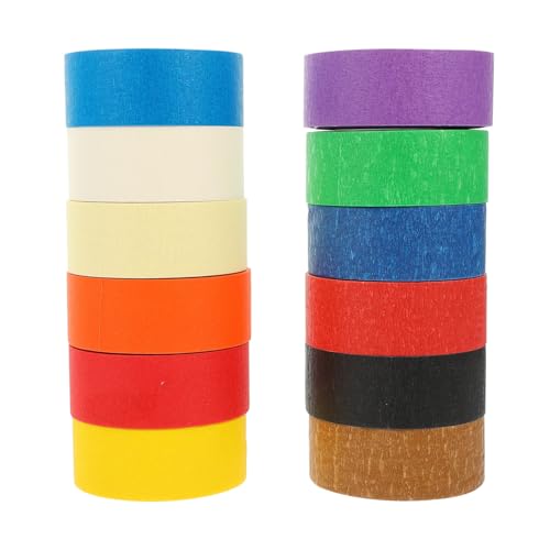 Sewroro 12 Rollen Abdeckband Farbiges Malerband für Kunsthandwerk Kunstmalerband Malerband selber machen pailettenband farbiges klebeband Kunstdruckpapierband für Kinder DIY art tapes PVC von Sewroro