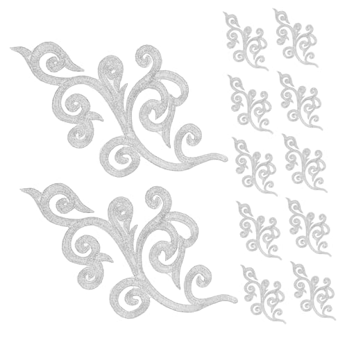 Sewroro 12 Stk Dekorative Patch-aufkleber Diy Nähhandwerk Flickenkleber Für Stoff Gestickte Patch-aufkleber Gestickte Aufnäher Stickaufkleber Hutflecken Polyester Und Baumwolle Silver von Sewroro