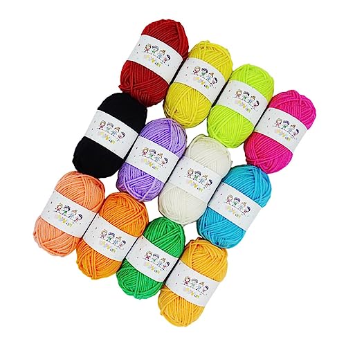 Sewroro 12 Stück Bunte hand gefertigte Wolle Baumwollgarn Strickgarn Garnbündel Samtgarn Häkelgarn bastelset basteln für handgemachtes Garn viersträngige Wolle Polyester von Sewroro