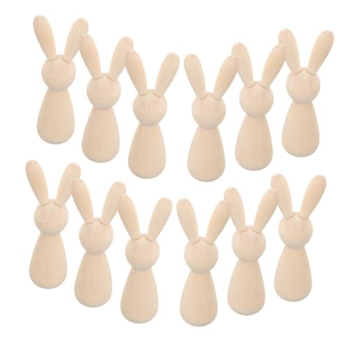 Sewroro 12St Hasenpuppe künstlich Plüschkaninchen Figuren Tiere gießen holzdeko ostern Holzhasen Dekoration Unfertige Holzhasen basteln bastelset DIY-Handwerk Tischdekorationen hölzern von Sewroro