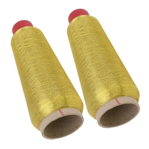 Sewroro 2 Rollen Nähmaschinen-stickgarn Stickerei Garnset Für Nähmaschinen Stickgarn Wickelbrett Stickgarn Aus Seide Metallischer Faden Garnkästen Für Nähgarnspulen Polyester Golden von Sewroro