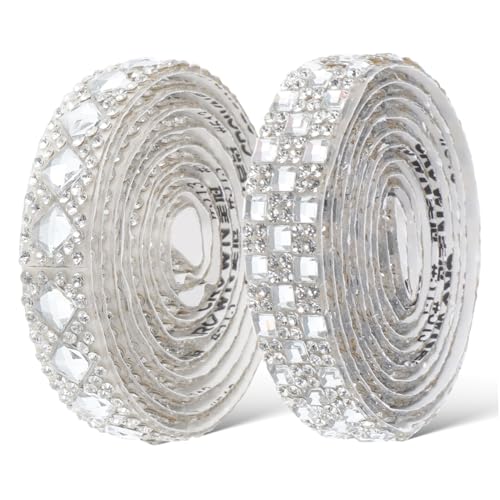 Sewroro 2 Rollen Strassband Heimdekoration Plüsch Einfarbiger Streamer Gürtel Strass Dekorativer Blumentopf Schmuck-strasssteine Saftige Töpfe Accessoires Schal Trimmen Tisch Glas Silver von Sewroro