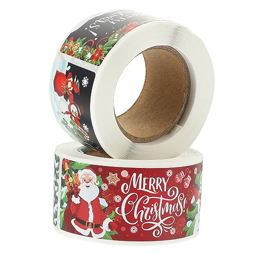 Sewroro 2 Rollen Weihnachtsaufkleber Aufkleber Wachssiegelaufkleber Weihnachtssüßigkeitenetiketten Aufkleber Weihnachtsholografische Aufkleber Abziehbilder Weihnachtsaufkleber Etiketten von Sewroro