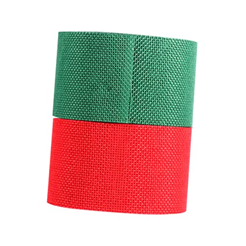 Sewroro 2 Rollen Weihnachtsleinenrollen Schleife Weihnachtsband mit Draht LED Lichter Geschenkpapier Gold seidenband ribbon Festivalband Geschenkbänder ein Verpackungsband Leinenimitat rot von Sewroro