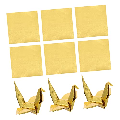 Sewroro 2 Sätze Einseitiges Perlmutt-origami Origami Papier Kreativpapier Farbiges Kartonpapier Kraniche Aus Origami-papier Quadratisches Faltpapier Faltbares Papier Golden 100 Stück * 2 von Sewroro