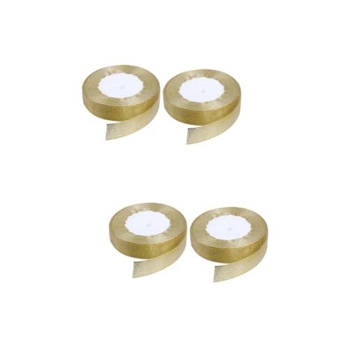 Sewroro 2 Sätze Verpackungsband Seidenband Ribbon Goldene Schleife Goldfarben Dekoringe Verdrahtetes Glitzer-weihnachtsband Goldene Bänder Diy-bänder Bänder Dekor Polyester 2 Rollen * 2 von Sewroro