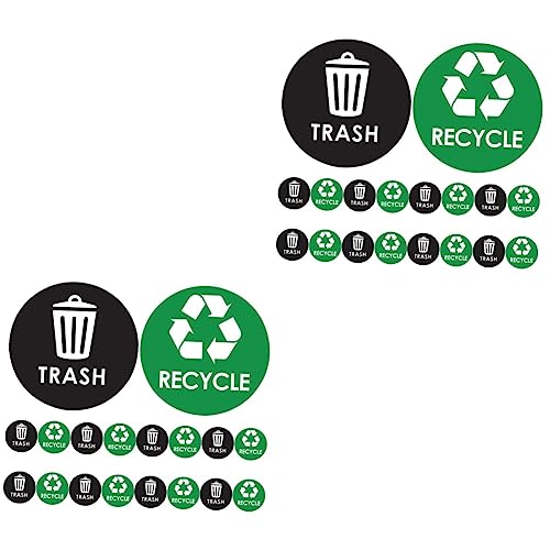 Sewroro 2 Sätze selbstklebende Recycling-Aufkleber Etiketten für Mülleimer Müll kann Aufkleber recyceln recycling behälter garbage disposal Etiketten recyceln Müll Aufkleber PVC von Sewroro