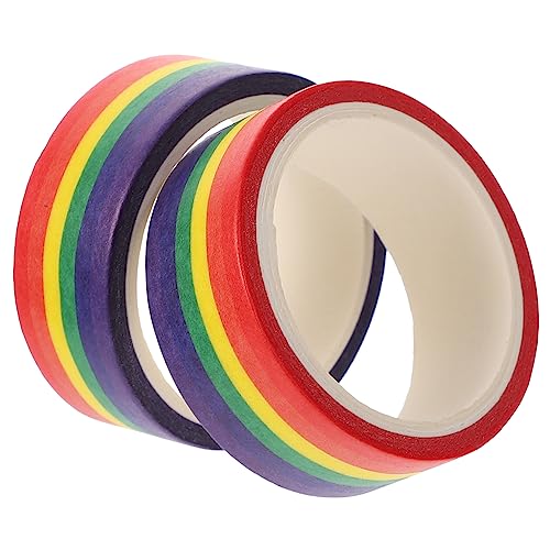 Sewroro 2 Stück Dasselbe Und Washi Tape Regenbogen-klebeband Regenbogenband Straßenband Breites Klebeband Kunstbedarf Etikett Spender Perlen Schleife Klebrig Reflektierend Colorful Papier von Sewroro