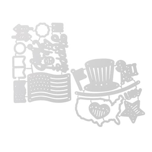 Sewroro 2 Stück Unabhängigkeitstag Stanze Prägung Papierherstellung Bastelwerkzeug Metallstanzungen DIY Stanzform Prägeordner Für Kartenherstellung Sammelalbum Stanzformen Für von Sewroro