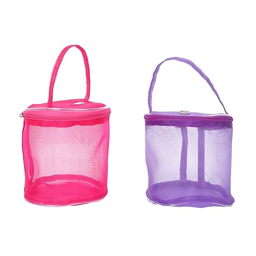 Sewroro 2 Stücke Aufbewahrungstasche aus Wolle gewebesäcke verbandstasche Wollknäuel-Aufbewahrung fleebag Mesh-Garn Faden für Nähmaschine Mesh-Design-Tasche Wollgarn-Organizer Netz Violett von Sewroro