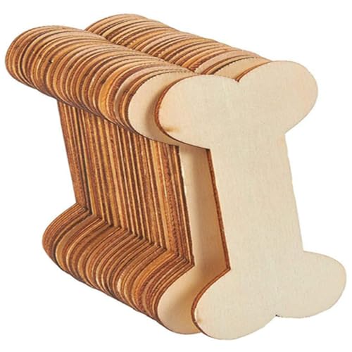 Sewroro 20 Stück Holzspäne aus Hundeknochen benutzerdefinierte Erkennungsmarken Gedenktafel für Hunde Pfote bastel materialien holzdeko leeres diy-tag Hundeknochenausschnitte aus Holz von Sewroro