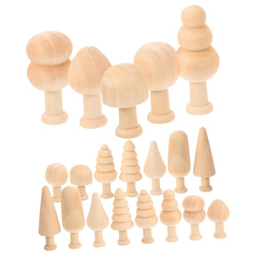 Sewroro 20 Stück Mini Produkt Mini Baumspitze Kleine Ornamente Für Mini Baum Winzige Bäume Mini Baumschmuck Mini Zwerge Miniaturbäume Mini Weihnachtsbaum DIY Zubehör Holz von Sewroro