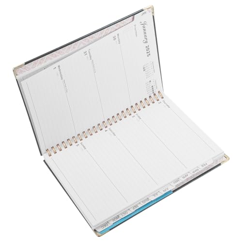 Sewroro 2025 Wochenplaner A5 Notizblock A5 Kalender Monatlicher Kalender Zeitschriftenkalender Magazin Kalender Spulenplanbuch Einfaches Planbuch Spiralkalender Einfacher Plan Papier Black von Sewroro