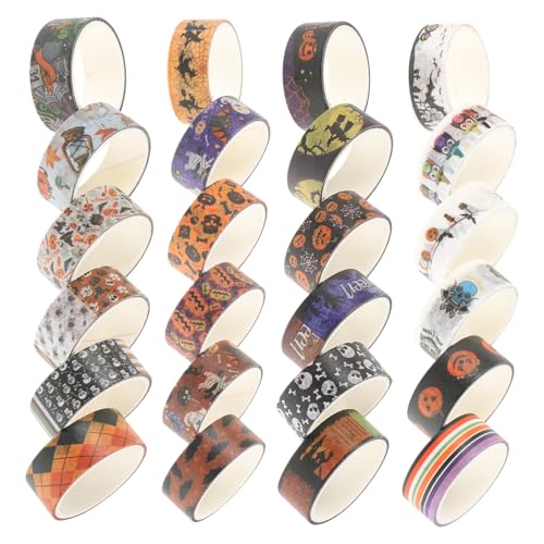 Sewroro 24 Rollen Halloween-Washi-Tape Maskierung zartes Klebeband Spender Weihnachten fluoreszierend halloween washi tape geschenkband halloween dekorative Bänder Notizbuchbänder Papier von Sewroro