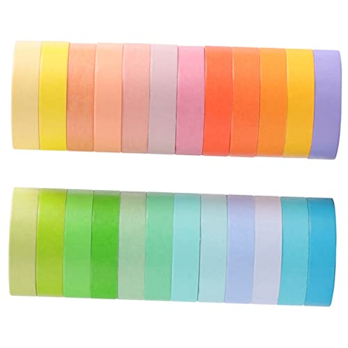 Sewroro 24 Rollen Macaron-Washi-Tape Klebebänder für Sammelalben farbige Aufkleber bunte Papierbänder Aufkleber für Kinder scrapbook scheckheft diy dekorative Papierbänder Handkontenbänder von Sewroro