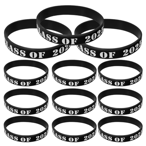 Sewroro 25 Stück 2025 Abschlussarmbänder Für Veranstaltungen Abschlussarmbänder Für Abschlussarmband Glückwunsch Armband Zum Absolventen Feier Armbänder Party Zubehör Schwarz von Sewroro