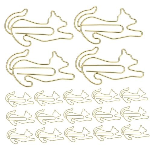 Sewroro 25pcs Katze Büroklammer Favorisieren Chip-clips Farbige Ordner Papier Katze Süße Katzenkarte Selbstklebende Kabelclips Süßes Stationäres Clips Klemmen Stuffer Plüsch Golden Metall von Sewroro