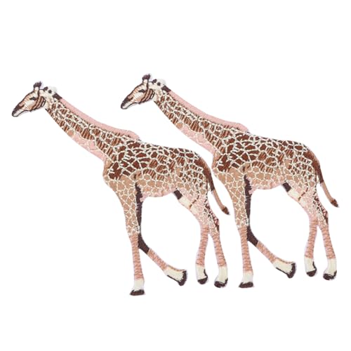 Sewroro 2st Banner Ornament Tiere Giraffe Zubehör Ammer Aufkleber Kleidung Dekoration Cartoon-stoffflicken Gestickte Tierflecken Kleiderflicken Rayon von Sewroro