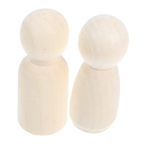 Sewroro 2st Hölzerner Mann Kinder Diy Zubehör Unvollendete Peg-puppen Leere Stiftpuppe Leute Pfeifen Unbemalte Peg-puppen Bastelbedarf Für Kinder Steckpuppen Unvollendet Holz Beige von Sewroro