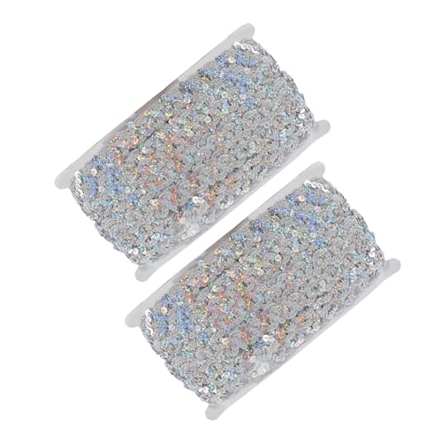 Sewroro 2st Perlen Mit Paillettenstreifen Glänzender Rand Kleidung Diy Zubehör Spitzenbesatz Mit Pailletten Kleidungsmaterial Selber Machen Metallband Diy Diamantband Silver Polyester von Sewroro