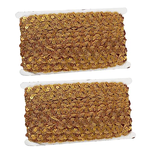 Sewroro 2st Perlen Mit Paillettenstreifen Goldrand Strass Kuchenband Golddekor Dekoration Diamant-bling-bänder Paillettenband Spitzenbesatz Mit Pailletten Schwarzes Dekor Golden Polyester von Sewroro