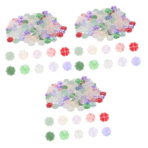 Sewroro 3 Sätze Katzenpfotenperlen Geschmücktes Zubehör Runde Designperlen Armreif-anhänger Schmuckperlen Kleeblatt-perlen Schmuckherstellung Aus Perlen Klee-verzierung Glas 100 Stück * 3 von Sewroro