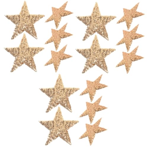 Sewroro 3 Sätze Stoffaufkleber Mit Fünfzackigen Sternen Flicken Aufbügeln Diy Glitzerstern-aufnäher Dekorative Kleidungsstücke Jacken Patches Nähen Golden Pailletten 5 Stück * 3 von Sewroro