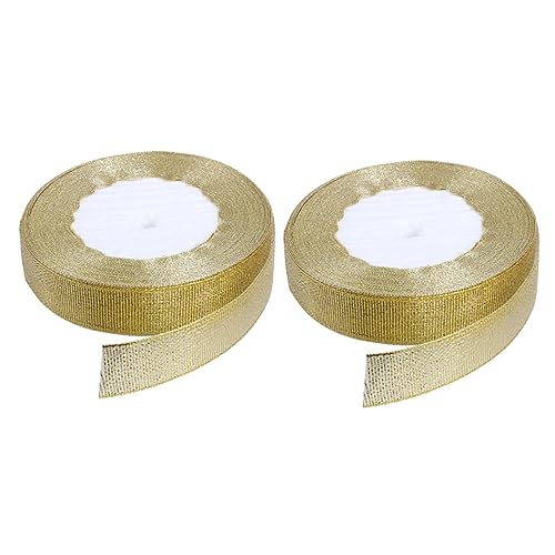 Sewroro 3 Sätze Verpackungsband Seidenband Ribbon Goldfarbe Bandalette Handsfull Diy-bänder Band Zum Basteln Geschenkbänder Glitzerband Banddekor Goldene Bänder Polyester 2 Rollen * 3 von Sewroro