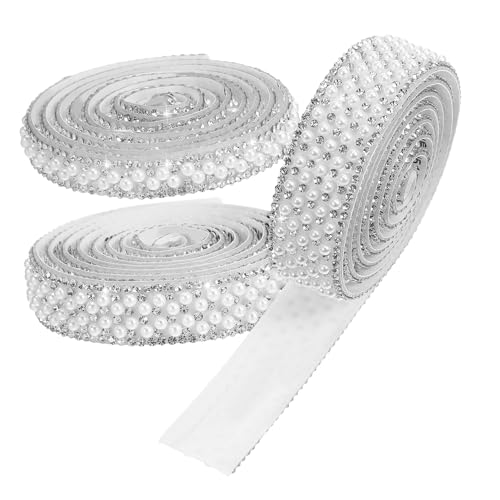 Sewroro 3 Stk Perlen-strassstreifen Perlen-strasssteine Diy-kristallaufkleber Perlenband Fliesenaufkleber Mit Strasssteinen Bling Strassband Perlen Zum Basteln Klebeperlen Strasskette Glas von Sewroro