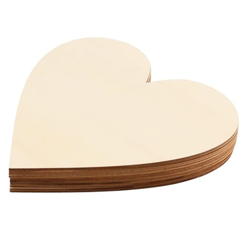 Sewroro 30St Holzspäne in Herzform valentinstag handgemachte Herzförmige Holzstücke Holz Bastelsets Stoffherzen auf Holzständer unbemalte Holzformen Buchsbaum Beige von Sewroro