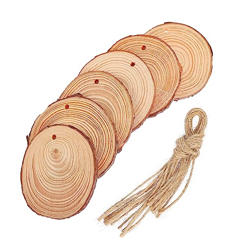 Sewroro 30St weihnachtsbaumdeko tannenbaum dekoration Natürliche Holzstücke Handgemachte Weihnachtsdekoration Naturholz unfertige Holzscheibe Malerei Dekoration Kiefernholz von Sewroro