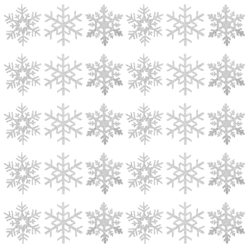 Sewroro 30st Schneeflocken-aufkleber Flash-kostüm Patch Aufnähen Mini-dekor Diy-nähflicken Weihnachtspatches Für Schneeflockenflecken in Gemischter Form Kleidung Jackenflicken Silver Stoff von Sewroro