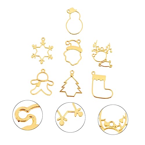 Sewroro 35 Stück Alu-Rahmen weihnachtsgeschenk basteln Schmuckform Glocken für das Handwerk Lebkuchenmann-Ornamente Schmuckset für Mädchen Schmuckherstellungssets für Erwachsene Golden von Sewroro