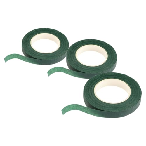 Sewroro 3St Blumenstrauß aus grünem Band Rohrhalterung Blumenschlamm Blumengirlande grüne Blumenklebeband Floristik Klebeband breites Blumenband Blumenverpackungsbänder Papier Dark Green von Sewroro