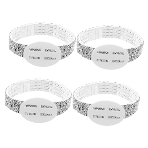 Sewroro 4 Stück Blumenarmband am Handgelenk Armbinde Partydekoration Jubiläumsarmband Schmuck manuelles Zubehör Werkbankhalterung Pads Hochzeitsblumen-Armband Corsage-Armband Strass Silver von Sewroro