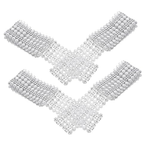 Sewroro 4 Stück Diamantreihe für DIY-Kleidung trimmen Strass-Mesh-Band Bausatz dekoration weihnachten weihachtsdeko handgefertigter Bastelbesatz Zuschneidbarer Kostümbesatz Plastik Silver von Sewroro