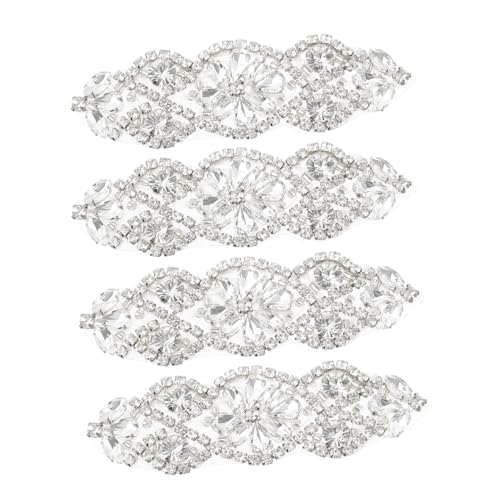 Sewroro 4 Stück Gürtel Strass-Patch Braut Gürtel Strasskleid für Frauen Gürtel für Frauen bastelzeug the craft hochzeitsdeko Applikation nähen Kleidergürtelapplikation Strasssteine Silver von Sewroro