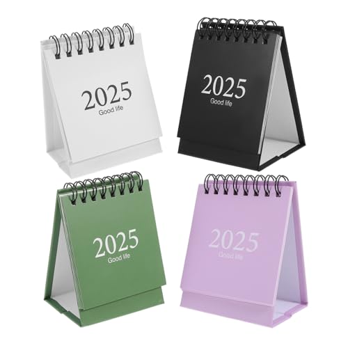 Sewroro 4-teiliges Set Mini-tischkalender Süßer Tischkalender Staffelei Kalender Stehender Flip-kalender Schreibtischunterlagenkalender Desktop-standkalender Tischkalender 2025 Papier von Sewroro