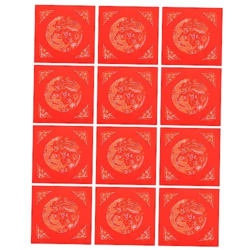 Sewroro 40 Stk Roter Papierkampf Rotes Origami-papier Kalligraphie Rot Leeres Couplet-papier Vintage-papier Kalligraphiepapier Rot Jahr Rotes Papier Blotter-kunst Leeres Blatt Reis Papier von Sewroro