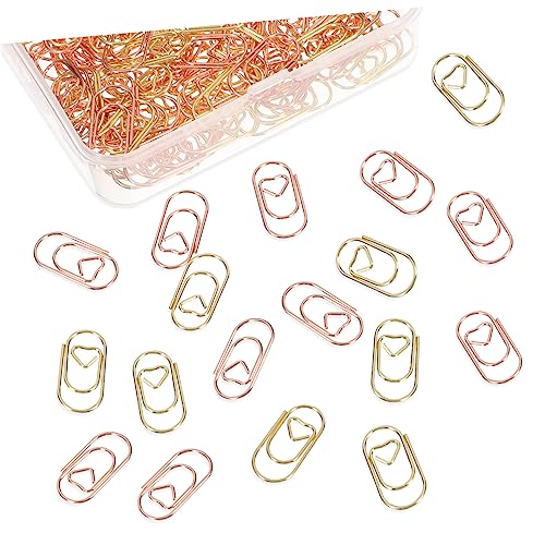 Sewroro 400 Pcs Liebe Büroklammer herz büroklammern Lesezeichen-Clips rosa Büroklammern Papierverschlüsse goldene büroklammern Herzförmige Büroklammern Schulbedarf dekorative Clips Metall von Sewroro