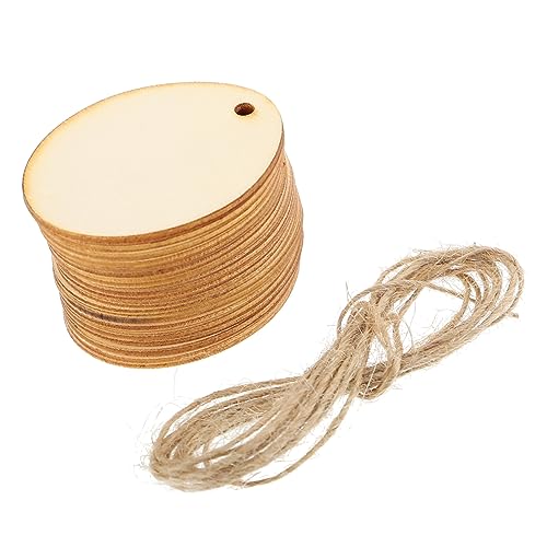 Sewroro 40St Holzspäne easter teigroller ostern Holzanhänger mit Schnur Osterei-Ausschnitte -Geschenkanhänger DIY Osteranhänger aus Holz Eier Holzausschnitt hölzern Light Brown von Sewroro